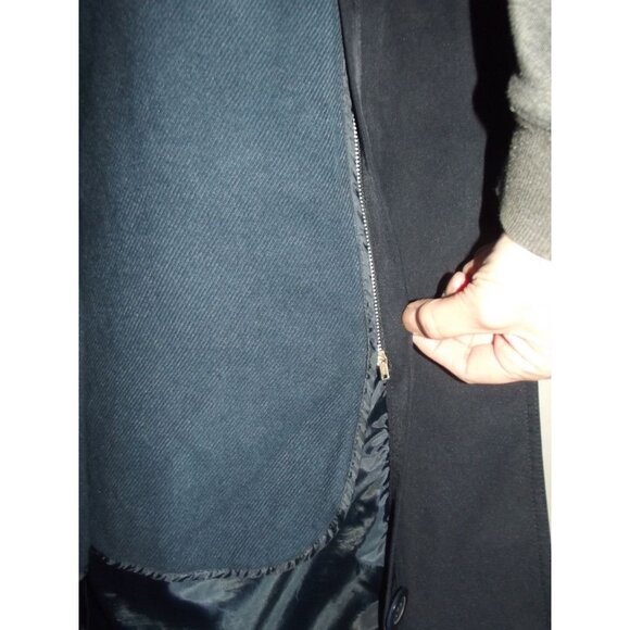 Gallery Trench Coat Womens Size 4 Vtg Navy Blue long Zip-Out Lining storm flap - Picture 13 of 16